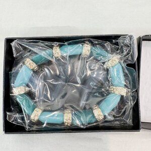 New Vintage Avon Green & Blue Gemstone Jade Like Stretch Bracelet Longevity NOS